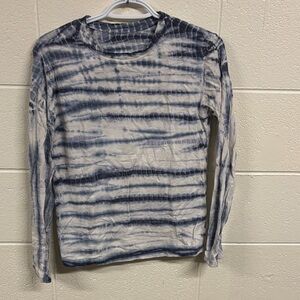 Margaret O'Leary Blue and White Tie-Dye Long Sleeve Top
